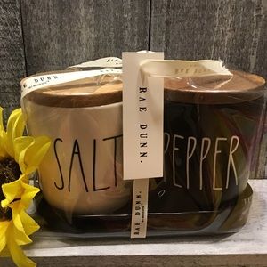 Rae Dunn SALT & PEPPER Cellars w/ Tray
